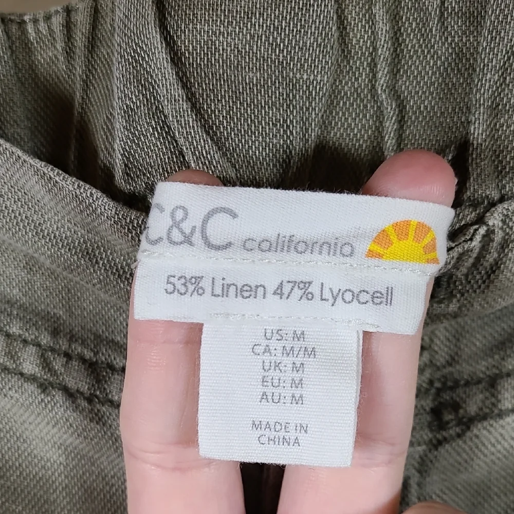 C&C‎ California Olive Green Linen Blend Pants Medium